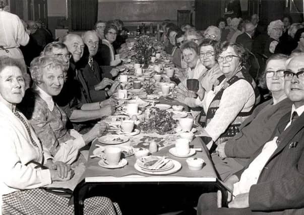 This photo shows the 1976 North Ward Christmas Dinner at Unity Hall in Millfield