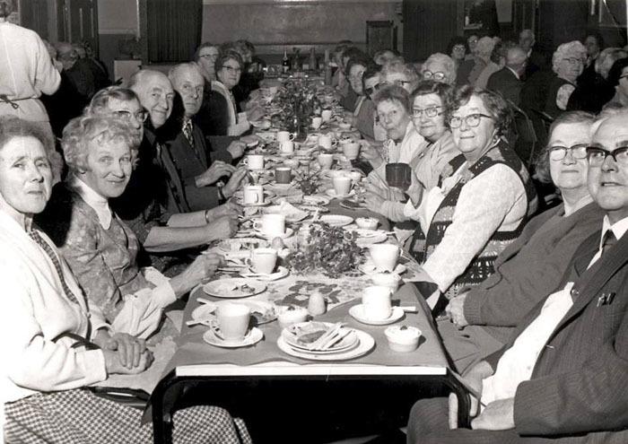 This photo shows the 1976 North Ward Christmas Dinner at Unity Hall in Millfield