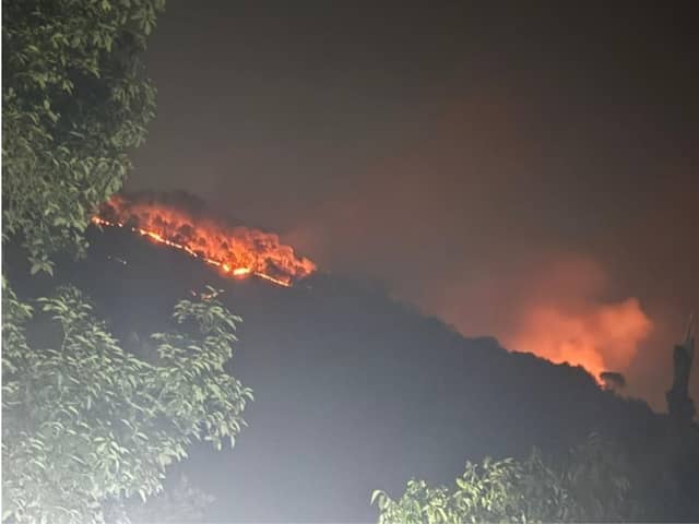 Fires in the forest surrounding Anandaban, on the outskirts of Kathmandu on Monday night.