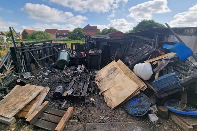 Some of the fire damage done at Wesleyan Road allotments in Dogsthorpe.