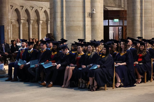 Students during their graduation ceremony at Peterborough Cathedral.