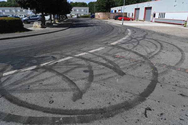 Tyre marks left on the roads after anti-social driving at Tresham Road