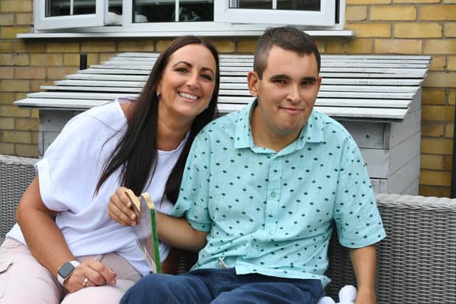 Liza Raby and her son Spencer Raby at home in Bourne