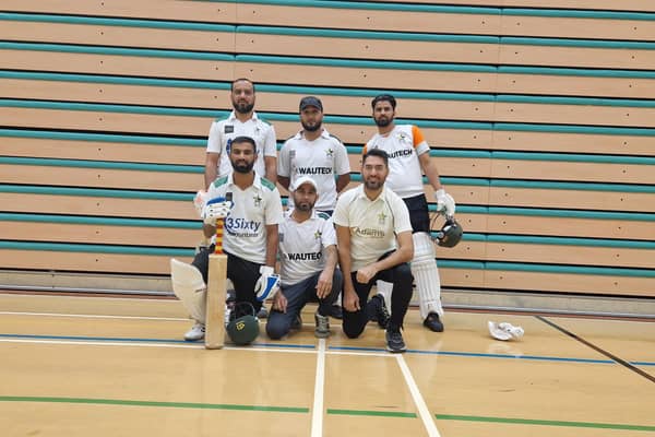 The AK 11 indoor team. Back row left to right: Zaheer Abbas, Hamza Shamim, Abrar Ahmed, front Sudheer Jafeer, Mo Sabir, Mohammed Nadeem Zahid.
