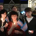 Candlelit vigil on Cathedral Square hosted by Peterborough Pride in memory of Brianna Ghey