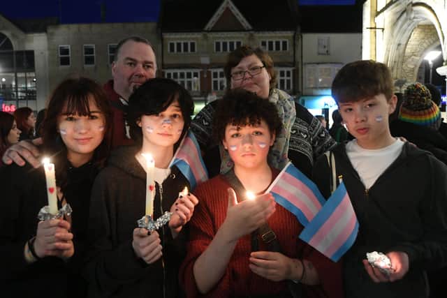 Candlelit vigil on Cathedral Square hosted by Peterborough Pride in memory of Brianna Ghey