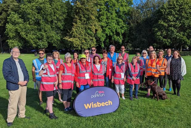 The parkrun volunteers, including Cllr Alex Miscandlon (left) and Cllr Susan Wallwork (right)