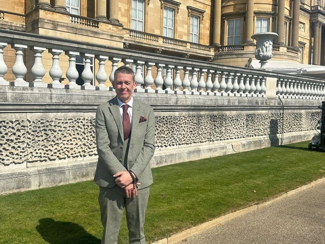 Up The Garden Bath's Dave Poulton in the grounds of Buckingham Palace