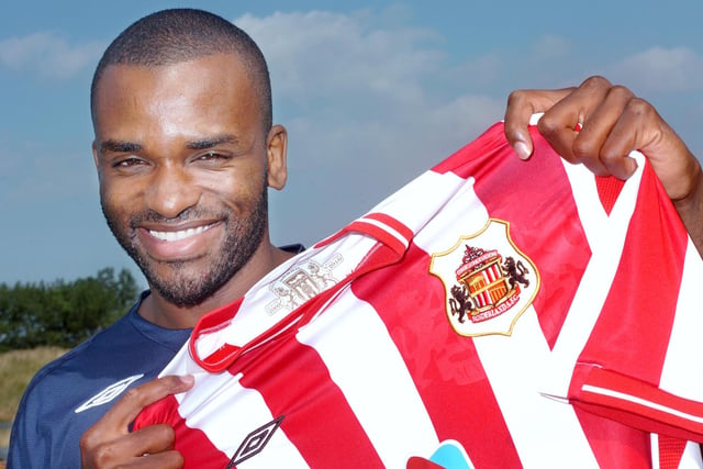 Darren Bent is pictured at the press conference where his signing was unveiled.