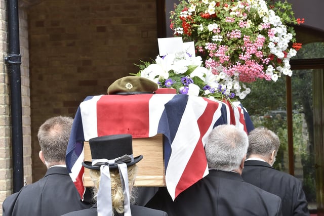 The coffin was draped in a Union Flag
