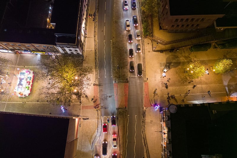 Glorious top-down view of Bridge Street intersecting with Bourges Boulevard