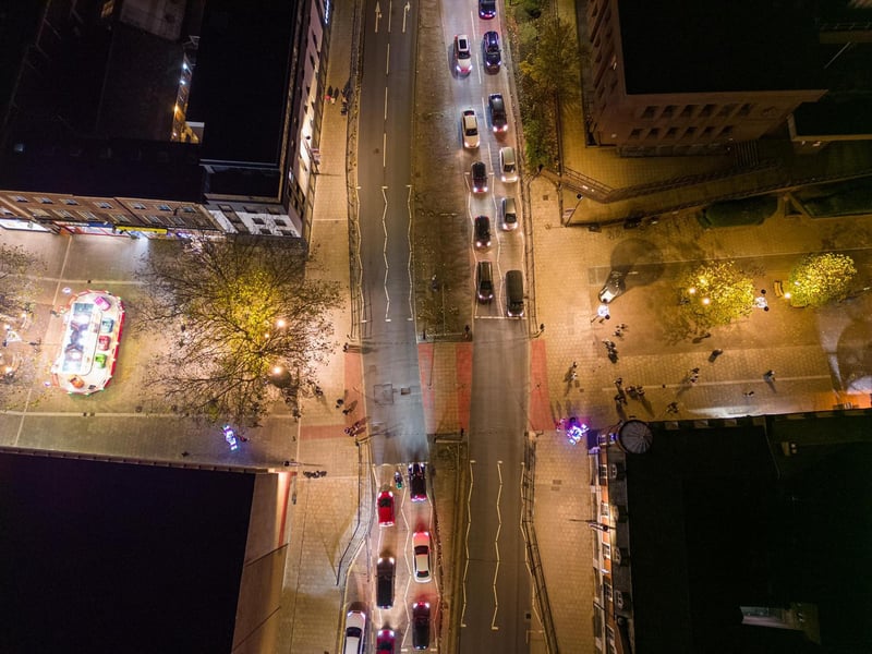 Glorious top-down view of Bridge Street intersecting with Bourges Boulevard