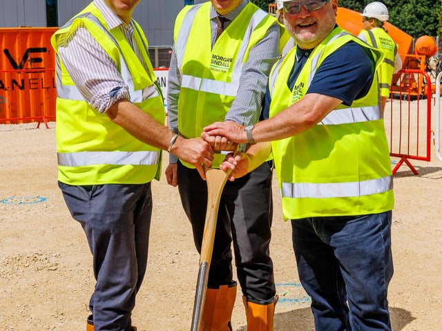 Mayor Dr Johnson, Prof Ross Renton and Cllr Wayne Fitzgerald