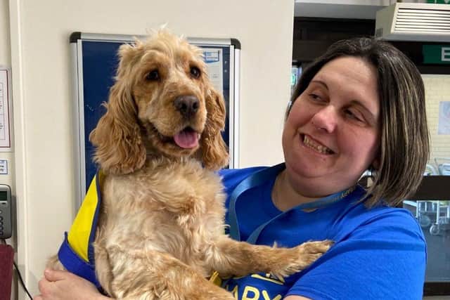 PAT dog Biddy with her owner Jane McKnight