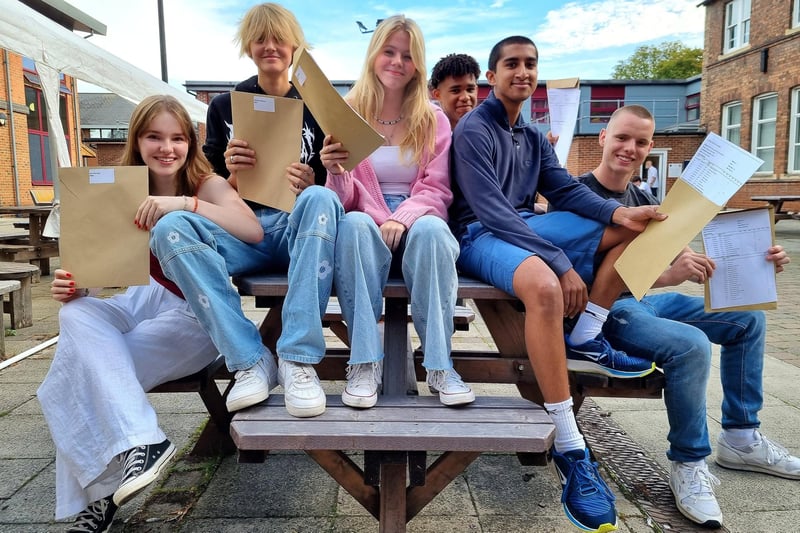 Happy students with their results.