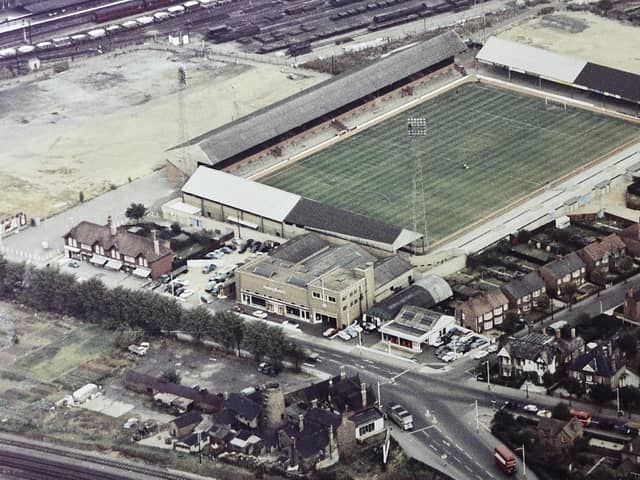 Here's a view of the Peterborough United ground that looks very different now with impressive new stands and the Hawksbill Way development encircling it.