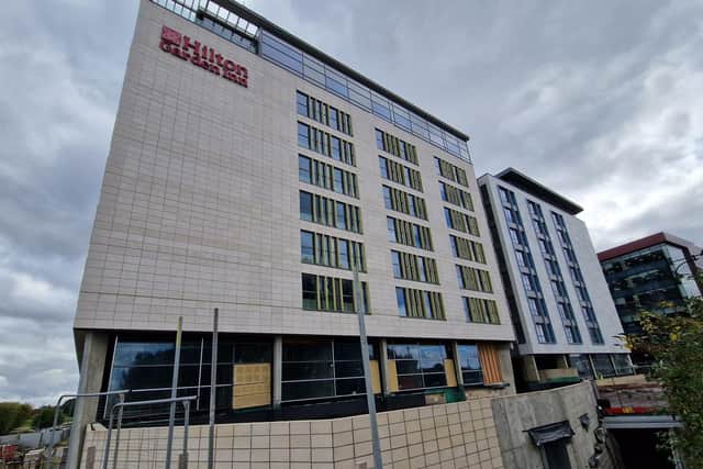 The partly-completed Hilton Garden Inn at Fletton Quays, Peterborough