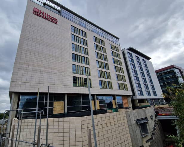 The partly-completed Hilton Garden Inn at Fletton Quays, Peterborough