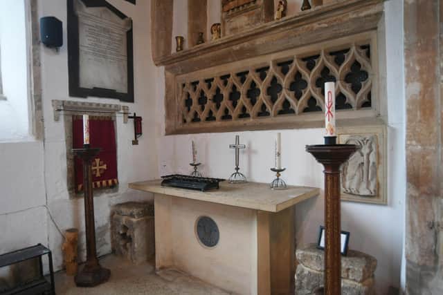The place inside St Kyneburgha's Church, Castor where attackers tried to start a fire.