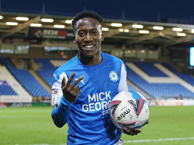 v Shrewsbury, home, 31/10/20, 5-1. The only hat-trick of the winger's career so far. He scored 13 goals in this League One promotion season.