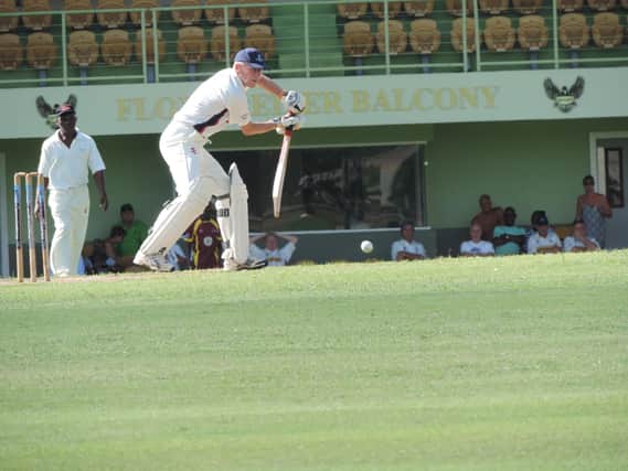 Nick Andrews batting for England in the West Indies on a previous tour.