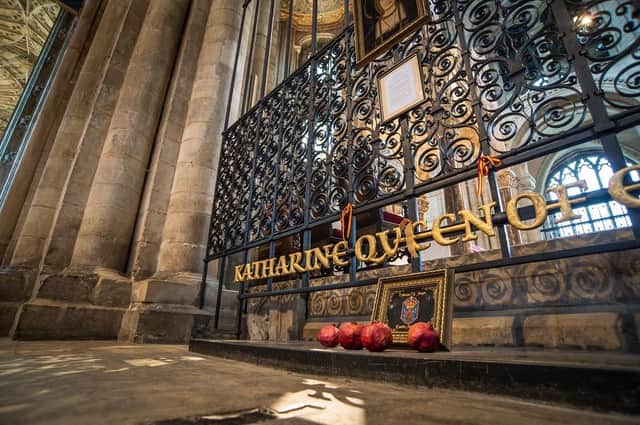 Katharine's tomb in Peterborough Cathedral.