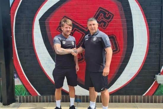 New Netherton United manager Simon Flanz (left) with club chairman Wayne Wright.