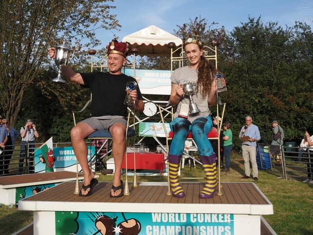 Mark Hunter and Jasmine Tetley defeated all comers to be crowned the 2023 Conker World Championship's king and queen.