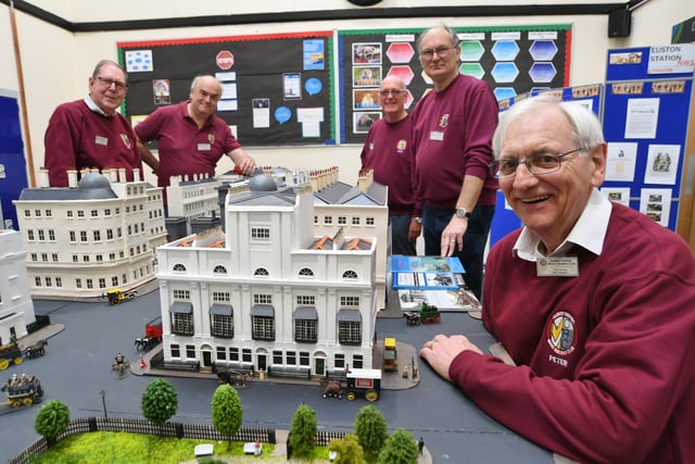 Chairman Peter Davies and members with their 1875 Euston Station model.
