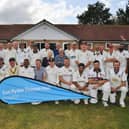 Teams and officials at the memorial cricket match for John Bigham at Orton Park CC. Photo: David Lowndes.