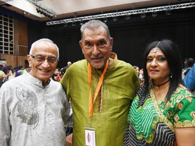 Ramnik Mashru with president Kishor Ladwa and his wife Hasu
