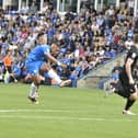 Jonson Clarke-Harris hit the post for Posh in the closing stages. Photo: Joe Dent.