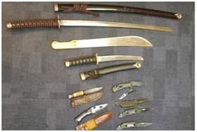 Some of the weapons handed in at Peterborough's Thorpe Wood Police Station