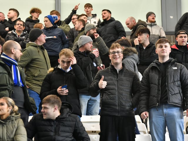 Peterborough United fans enjoy the big win over Northampton Town.