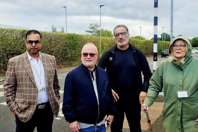 Cllrs Raja Sabeel Ahmed, Wayne Fitzgerald, Lynne Ayres and resident Mohammed Younis.
