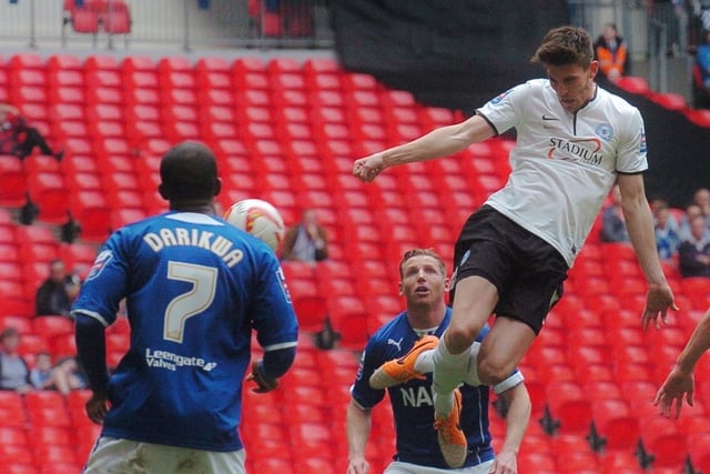 Brisley (pictured scoring at Wembley) was a game central defender who joined Posh from Macclesfield in January, 2012, initially on loan. Brisley made 93 Posh appearances, scoring one other goal before leaving on a free transfer for Carlisle in July, 2016. He'd been on loan at Scunthorpe, Cobblers and Orient before joining Carlisle. After playing for Notts County and Port Vale Brisley moved to Wrexham in July 2021 and is now at Buxton in the National North League.