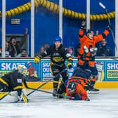 A goal for Phantoms against Leeds in the first leg of the National League Cup Final. Photo: SBD Photography