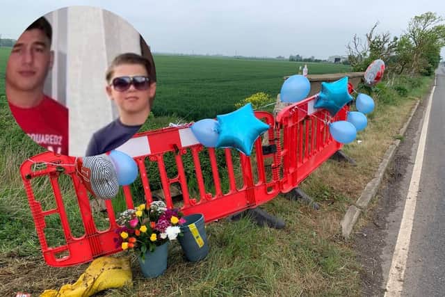 Luke and Lewis (inset) and the scene of the crash. Tributes have been paid to the two young teenagers