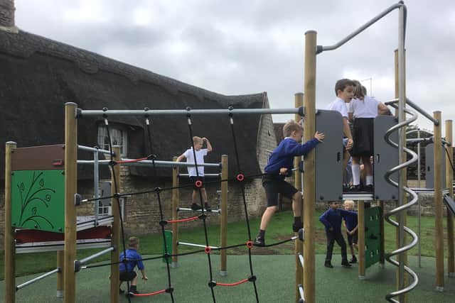 Pupils at Castor Church of England Primary School make a beeline for their new play area at lunch and break times.