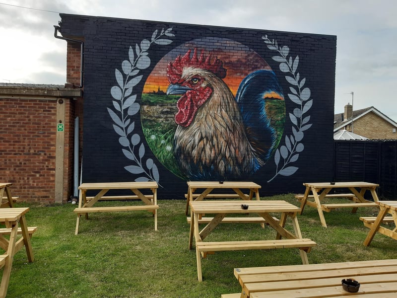 The Cock Inn at Werrington's new car park mural by Steve Crowe
