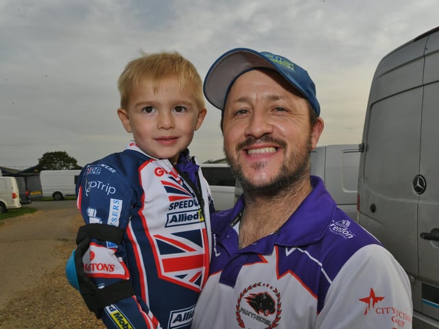 Panthers star Chris 'Bomber' Harris with son Cruz.