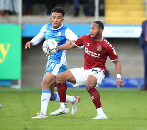 Remeao Hutton (left) in action for Barrow. Photo: Pete Norton/Getty Images.