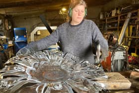 Jeni Cairns busy in her workshop where she is creating a bespoke sculpture for Her Majesty the Queen’s Platinum Jubilee Pageant.