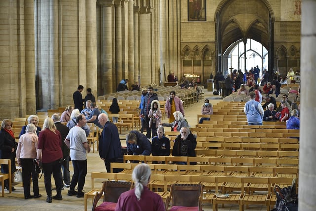 Peterborough Cathedral indoor Jubilee picnic.