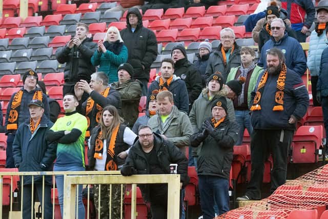Peterborough Sports fans at Gateshead. Photo Charles Waugh.