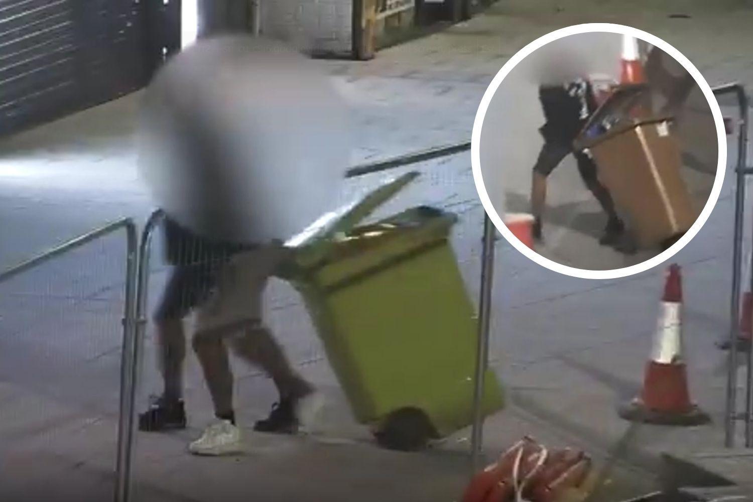 WATCH: CCTV shows men using wheelie bins to steal from shipping ...