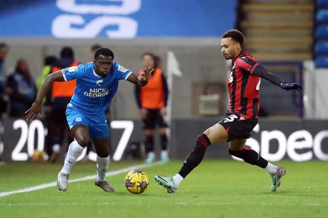Kwame Poku in action for Posh against Oxford last weekend. Photo: Joe Dent.theposh.com.