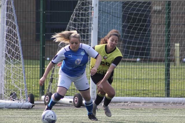 Cassie Steward scored for Posh Women against Sporting Khalsa. Photo: Gary Reed.
