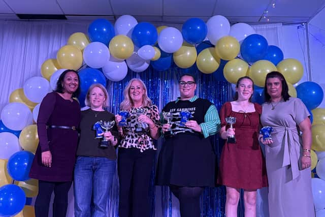 Orton Park CC award winners, from the left, Sunita Arjune, Nicky Noble, Jo Vale, Georgia Durham, Amelia Roberts, and Lynette Durham. Photo Keely Durham.