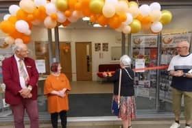Mayoress Bella Saltmarsh cuts the ribbon to open the new centre along with Mayor Nick Sandford (left).